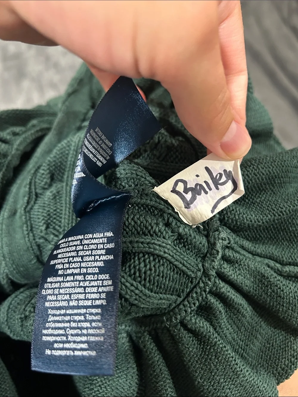 Ralph Lauren Dark Green Cable Knit Peplum Cardigan with Pink Pony